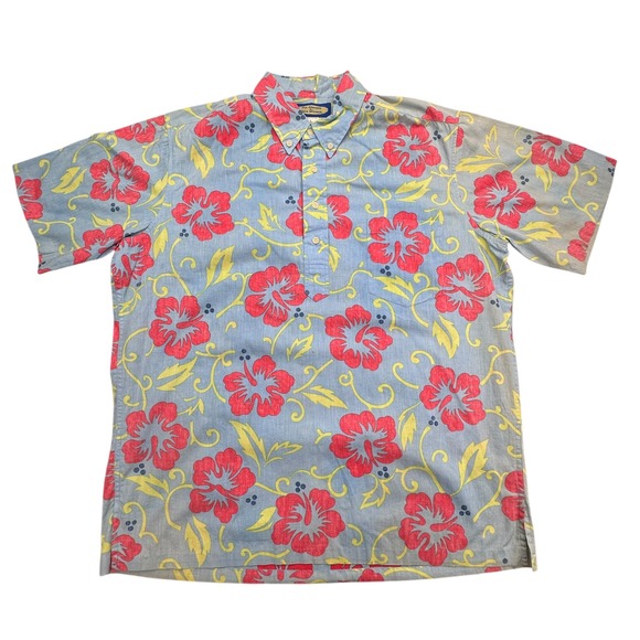 Tommy Bahama Other - Reyn Spooner Phil Edwards Hawaiian Shirt Mens L Blue Plumeria Floral Popover